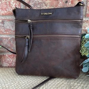 Beautiful Estalon leather adjustable crossbody.